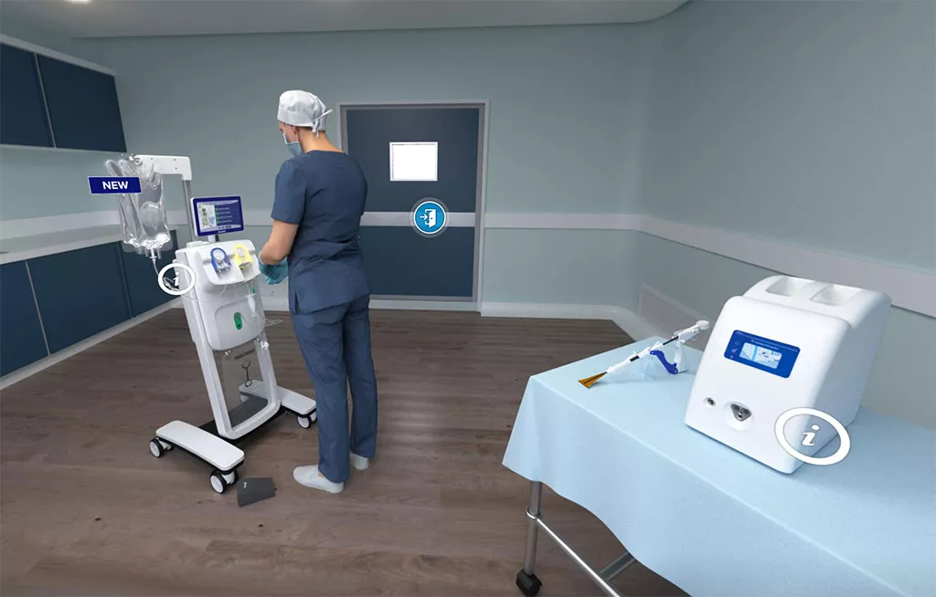 Immagine di uno studio con un medico nell'ospedale virtuale.